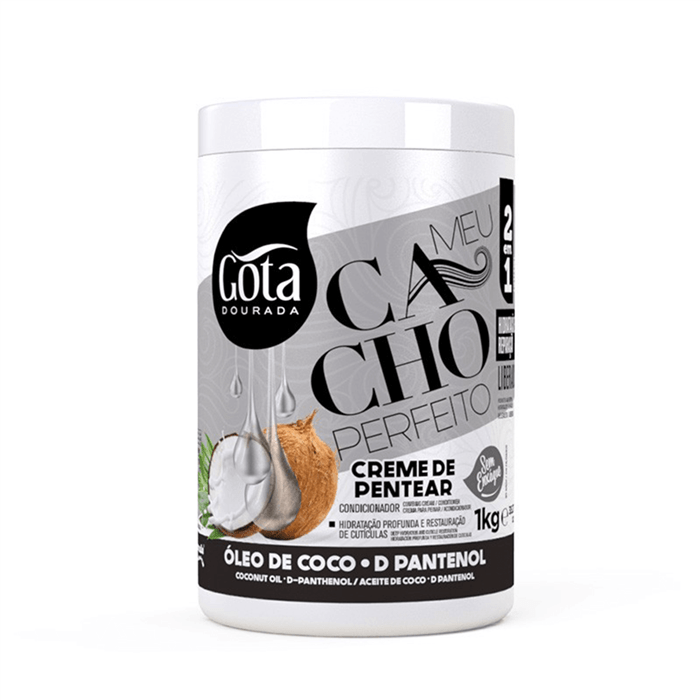 Gota Dourada Crema Pentear Meu Cacho Perfeito Oleo de Coco 1kg