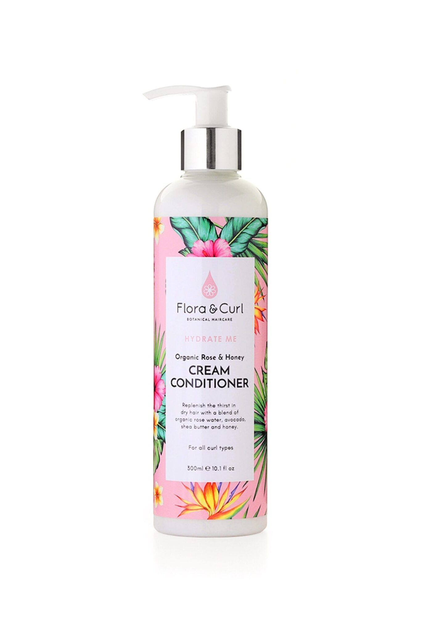Flora & Curl Organic Rose & Honey Cream Conditioner 300ml.
